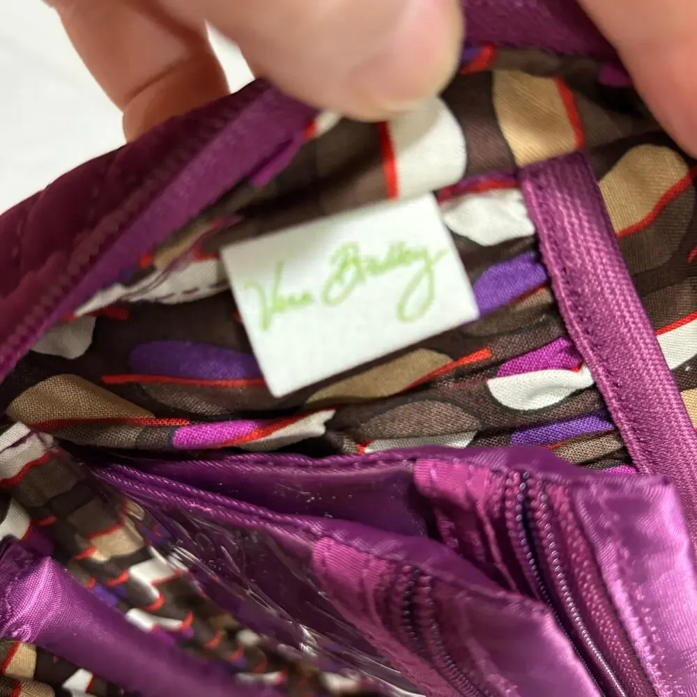 Vera Bradley purple berry quilted cotton jewelry case zipper pouch top handles